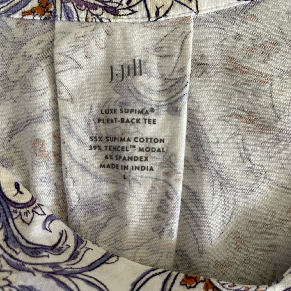 J. Jill Floral V-Neck Blouse in Purple and Orange large - Picture 4 of 4